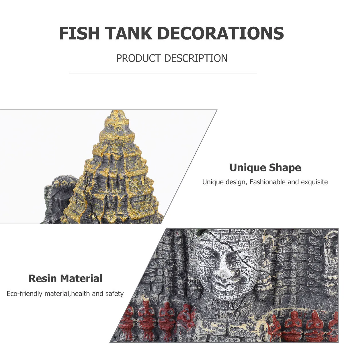 

Four Sided Buddha Statue Resin Aquarium Decoration for Fish Tank Freshwater Saltwater Safe Underwater Ornament Vivid