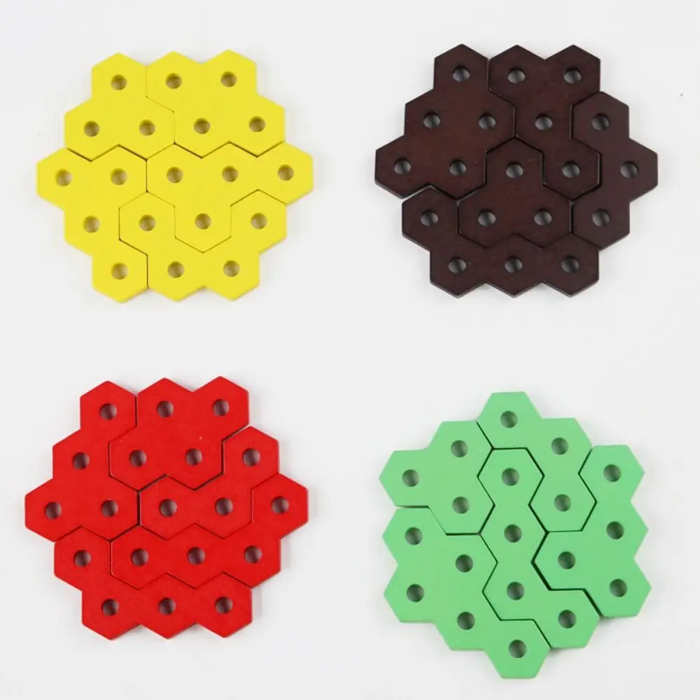 Creative 3D Burger Puzzle Toy Wood Blocks Color Cognition Montessori Stacking Toys Hexagonal Sleeve Column Geometric Shape