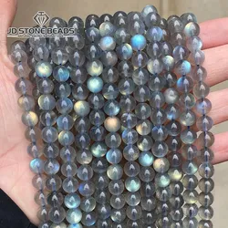 Top Quality Natural Gray Labradorite Stone Beads Round Loose Spacer Gem Beads for Jewelry Making Moonstone Diy Bracelet Necklace