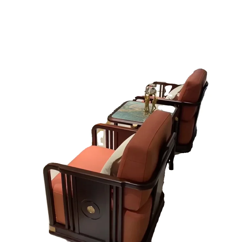 

New Chinese high-end ebony sofa living room light luxury modern simple leather villa large apartment furniture high-end sofa