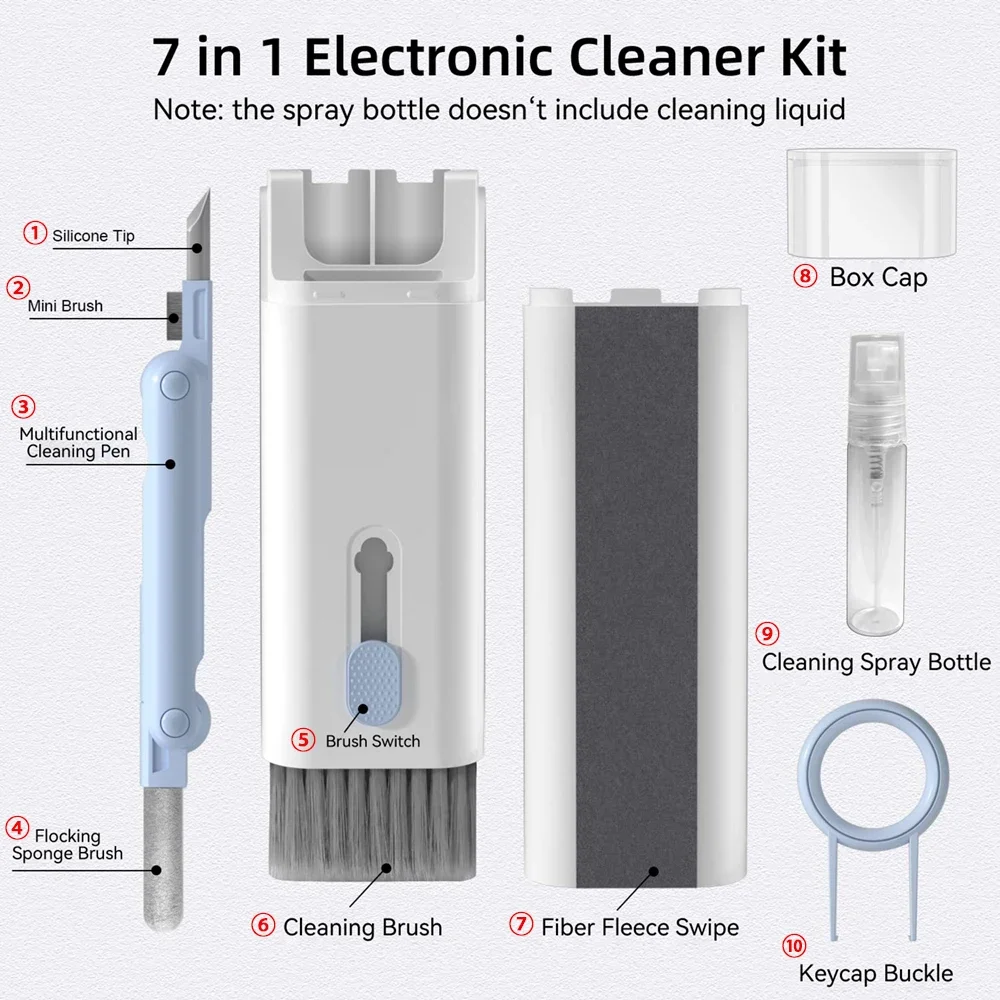 Keyboard Cleaning Kit 7 in 1 Laptops Cleaner with Keycap Puller Multifunctional Brush Cleaning Set for Tablet Phone Airpods