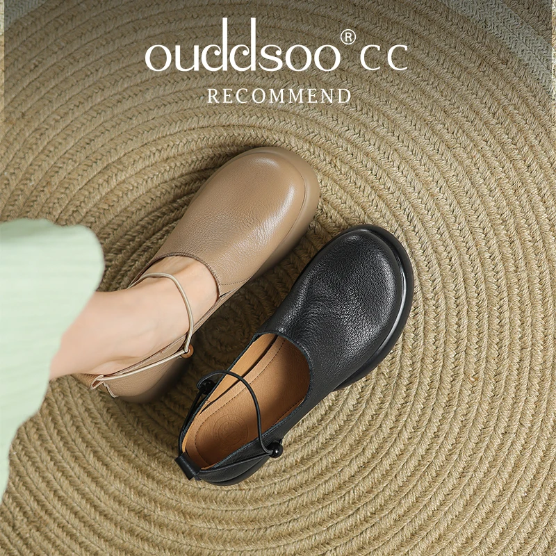 

Ods Flats Genuine Leather Shoes Buckles Loafer Round Toe Shoes Women Mary Janes Comfort Spring Summer Casual Shoes Casual Shoes