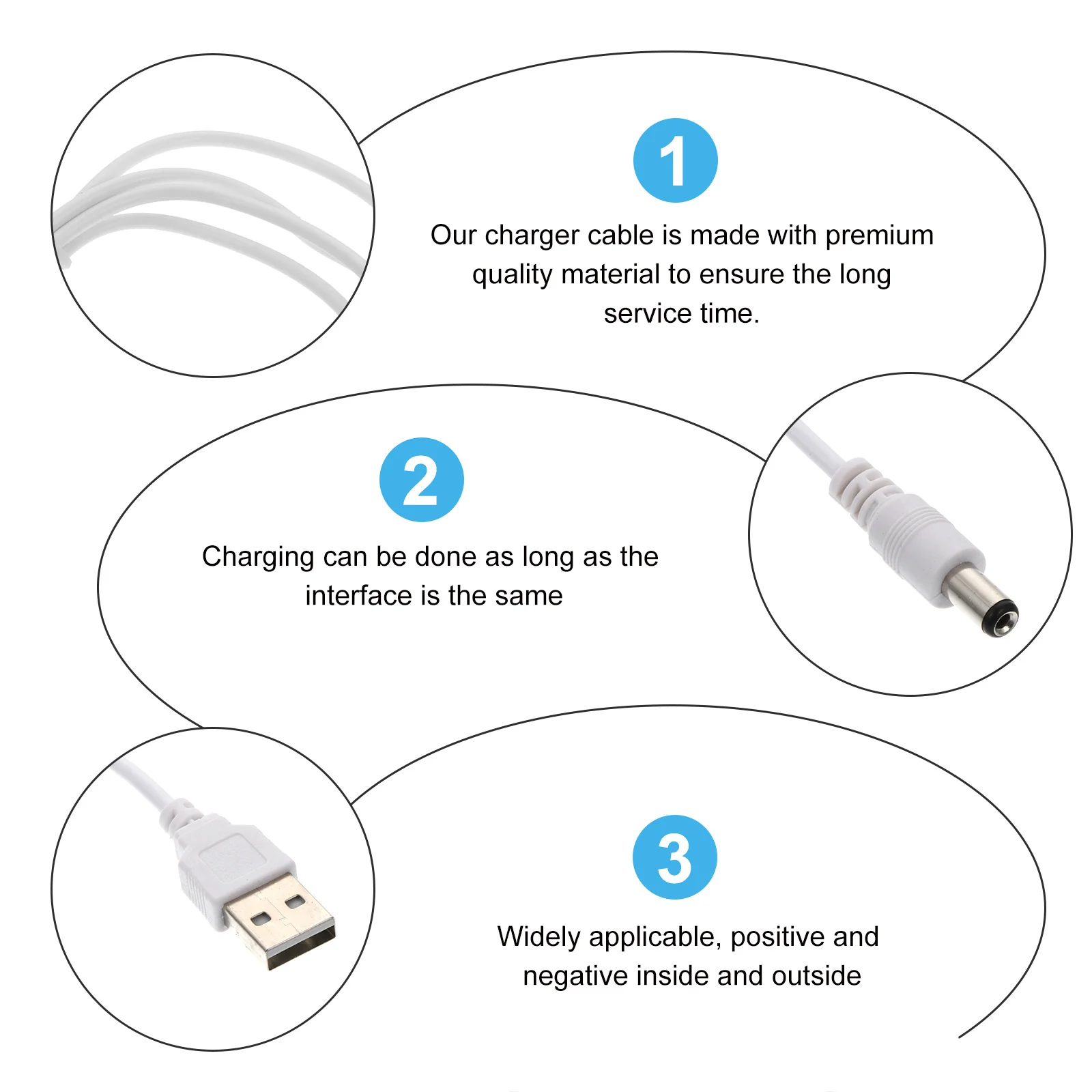 

10 шт. USB-кабель для зарядки постоянного тока 5,5X2,1 мм сменный шнур для ноутбука, быстрый медный провод премиум-класса, кабель для зарядки с сердечником