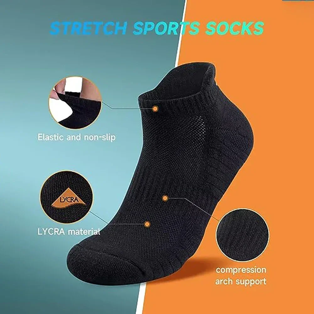 3Pairs Men Women Running Mesh Breathable Thin Sports Basketball Sweat Deodorant Hiking Cycling Cotton Ankle Socks