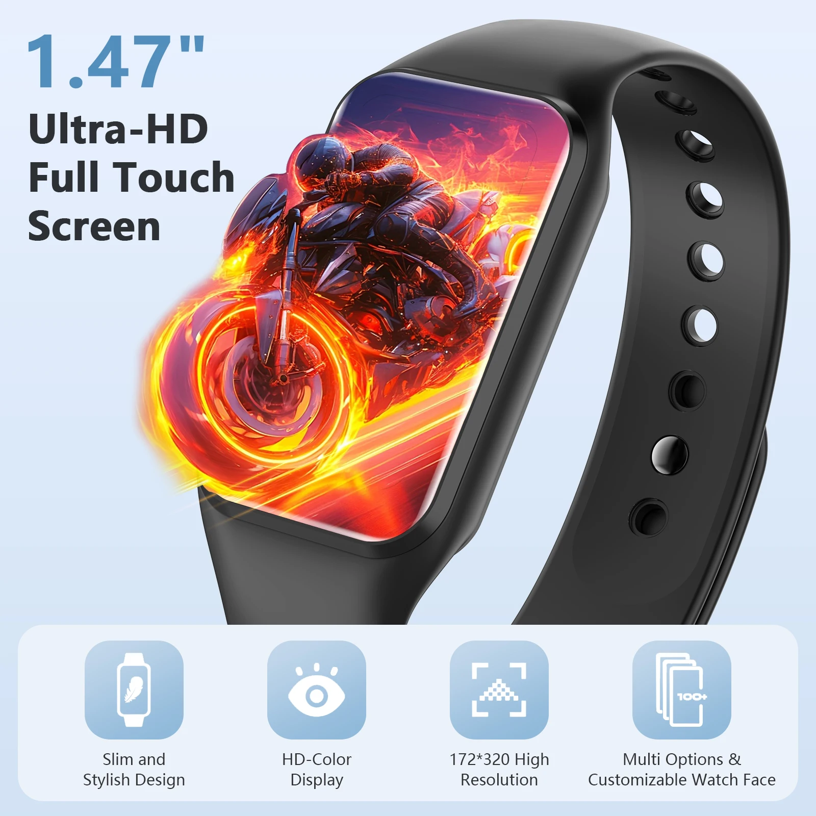 2025 Blackview R1 Smart Watch 1.47'' HD Screen Fitness Tracking Sport Smartwatch Heart Rate Blood Pressure Monitoing Man Watch