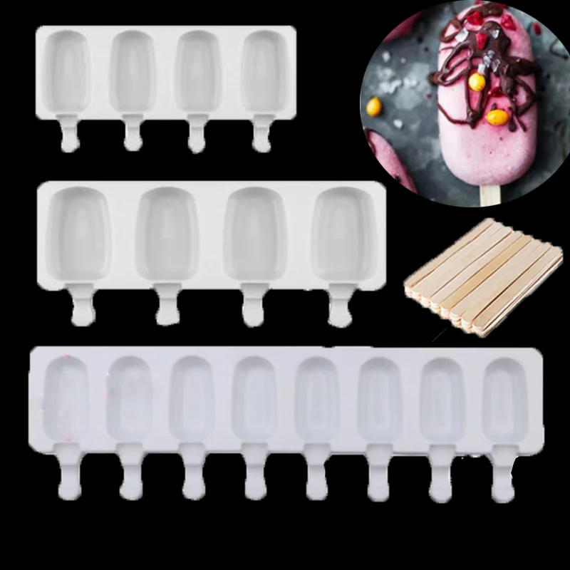 3D DIY Handmade Silicone Cream Eco-Friendly Popsicle Mousse Dessert Freezer Juice Cube Tray Barrel Maker Mold