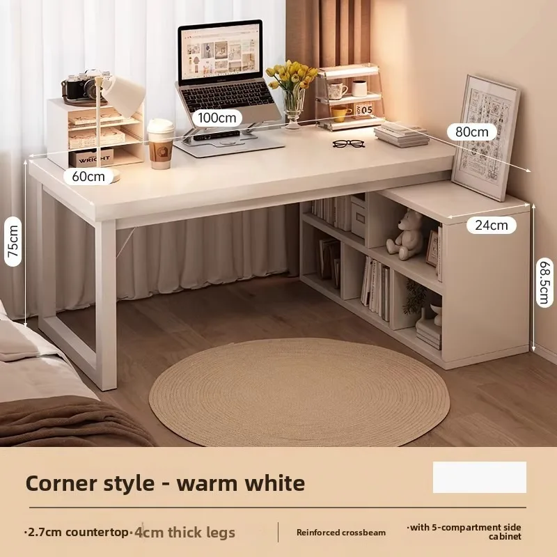 Two Person L Shaped Computer Desk with Integrated Bookshelf Gaming Desk for Home Office Dual Monitor Stand Laptop Holder