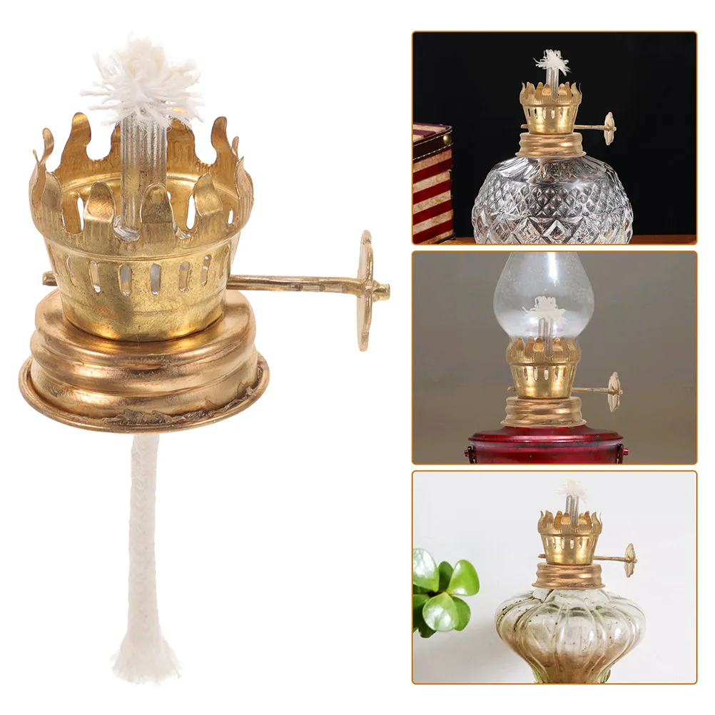2pcs Base Burner Regulator Retro Metal Accessories Fitting Wick Holder Glass Oil Lamp Parts Vintage Coal Oil Lamp Head