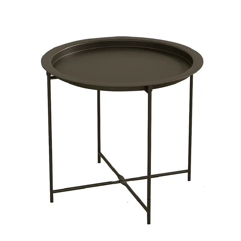 Household simple coffee table cream wind sofa side few household living room bedroom small round table creative foldable bedsid