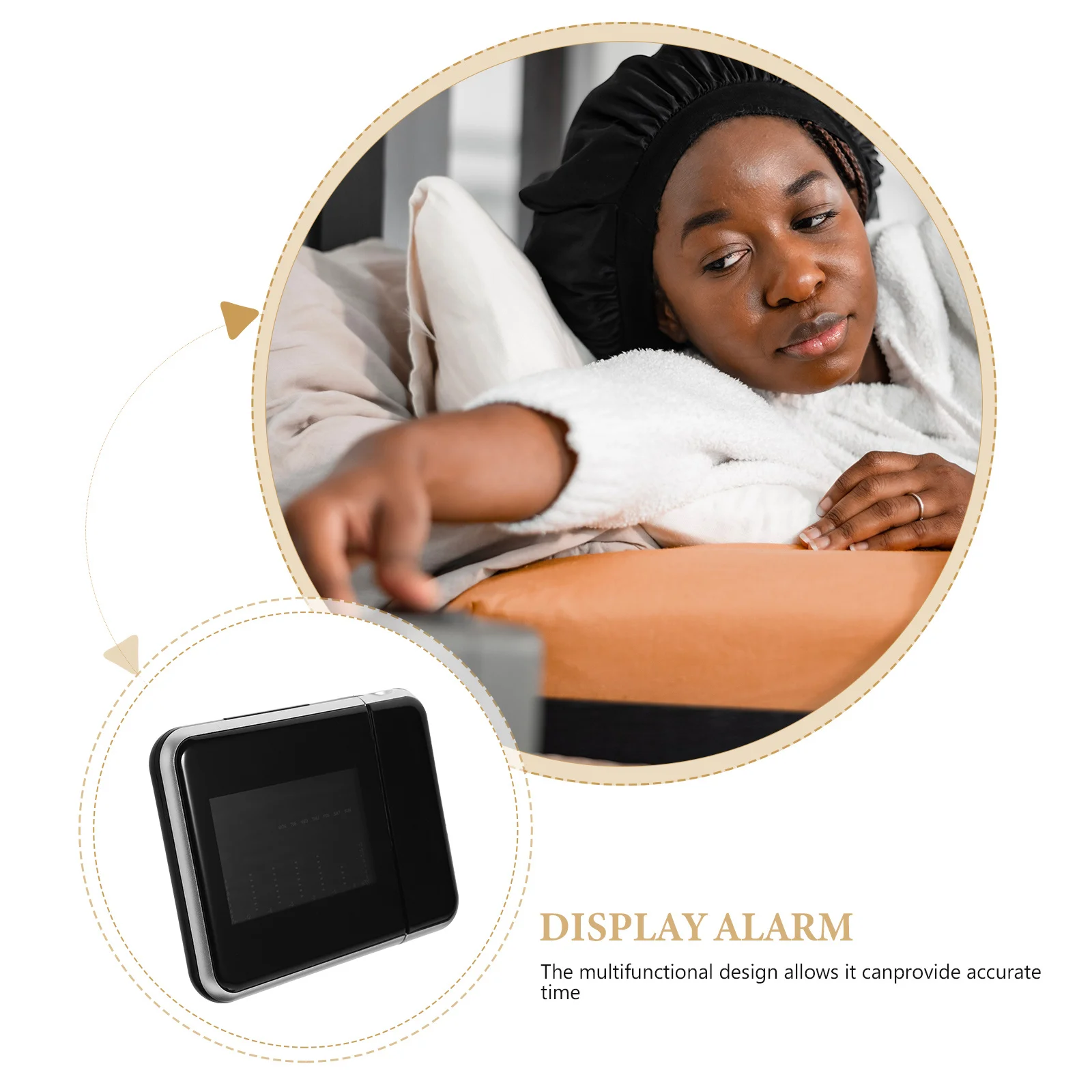 

Led Projection Alarm Clock Digital Modern Table Clock 12/24 Hour Display 90 Degree Adjustable Snooze Function