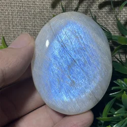 Natural Palm White Moonstone Crystal Glisten Stone Beauty Quartz Spiritual Reiki Minerals Healing Stripe Home Decoration