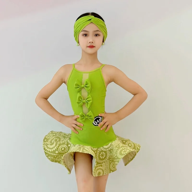 

New style Latin dance practice clothing, girls' and children's dance training wear, summer halter performance competition dress