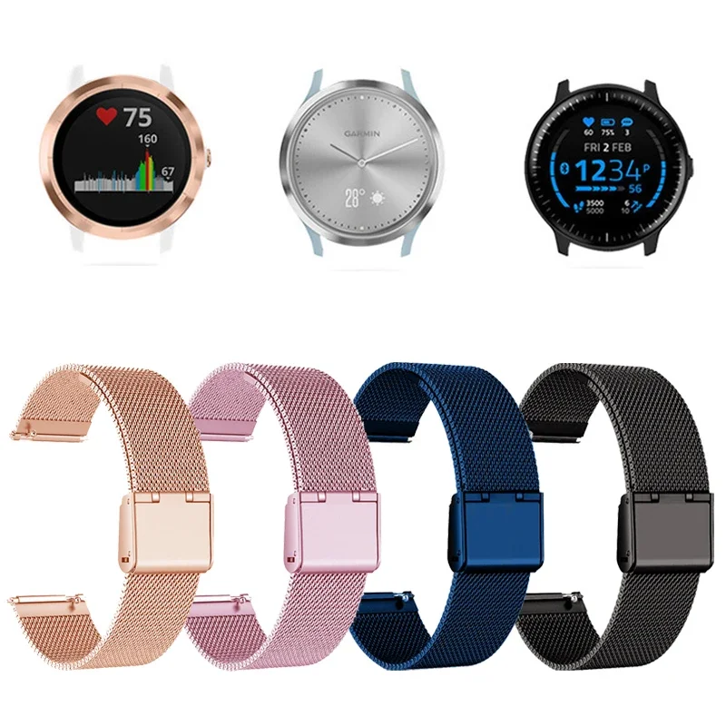 Pasek do zegarka Garmin Forerunner 158 Vivoactive 3 4 4S Metalowy pasek do zegarka Garmin Forerunner 245/645 Vivomove HR Venu Bransoletka