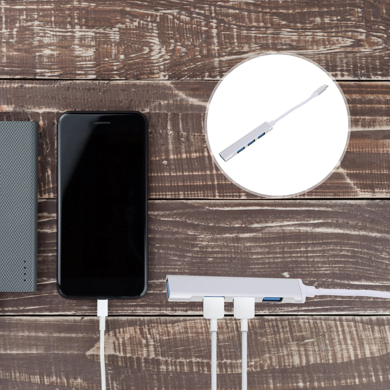 USB Type-C 4-poorts datahub Aluminiumlegering Duurzame laptoptelefoonadapter Plug and Play Multifunctionele uitbreidingsoverdracht USB 3.0