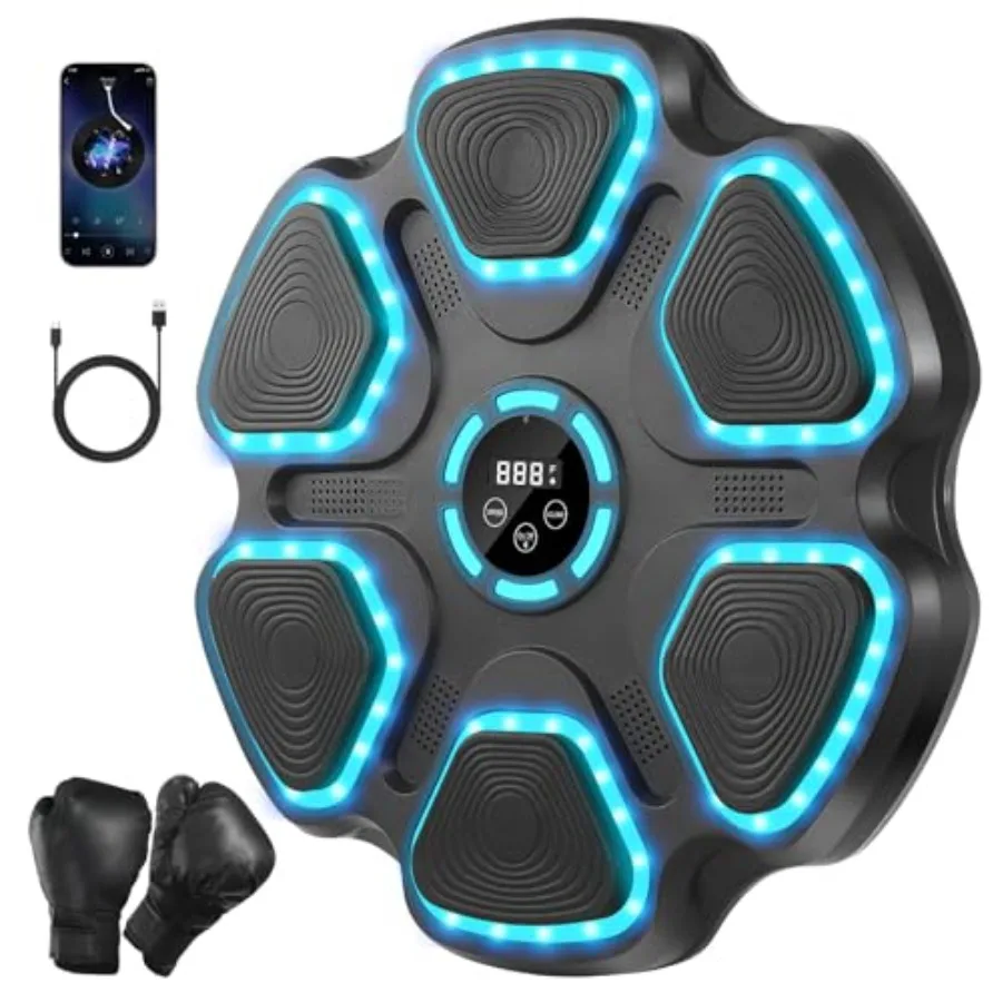 

Настенный музыкальный боксерский тренажер для взрослых с Bluetooth-звуком и LED-подсветкой, черный, 11 режимов, 9 уровней сложности