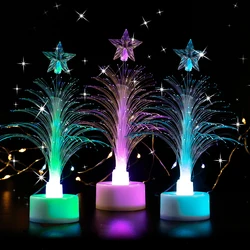 Colorful LED Fiber Light Battery Powered Xmas Tree Night Light Children Xmas Gift Home Christmas New Year Wedding Ornament Lamps