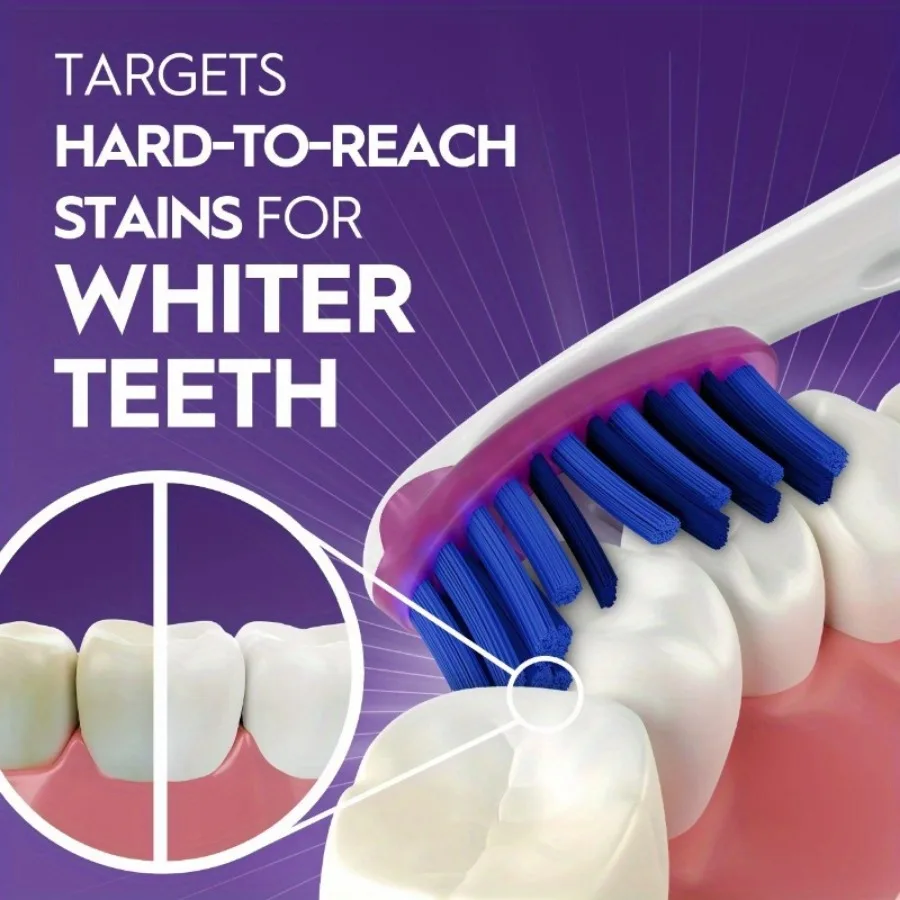 فرشاة أسنان مبيضة متوسطة الحجم مكونة من 4 قطع - شعيرات تلميع لإزالة البقع، مثالية لروتين العناية بالفم اليومي.