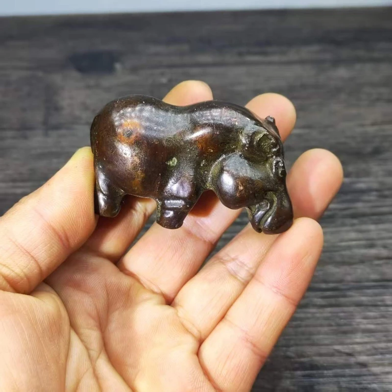 

Little Fairy / Retro Brass Exquisite Hippo Desktop Ornaments Creative Metal Animal Sculpture Living Room Home Decoration Gift