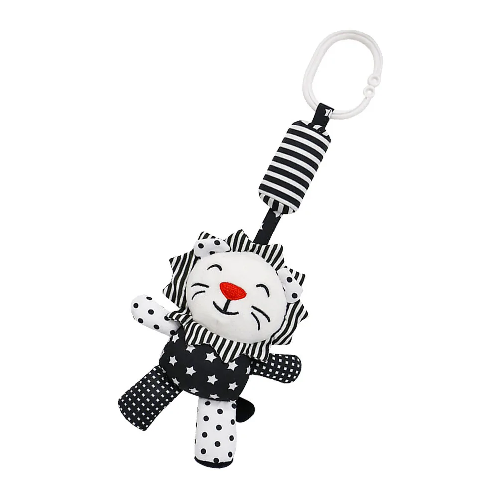 1 قطعة أسود أبيض سرير الطفل قلادة التعلم المبكر حشرجة الموت الكرتون الحيوان موضوع معلقة الرياح الرنين سرير الطفل اللعب