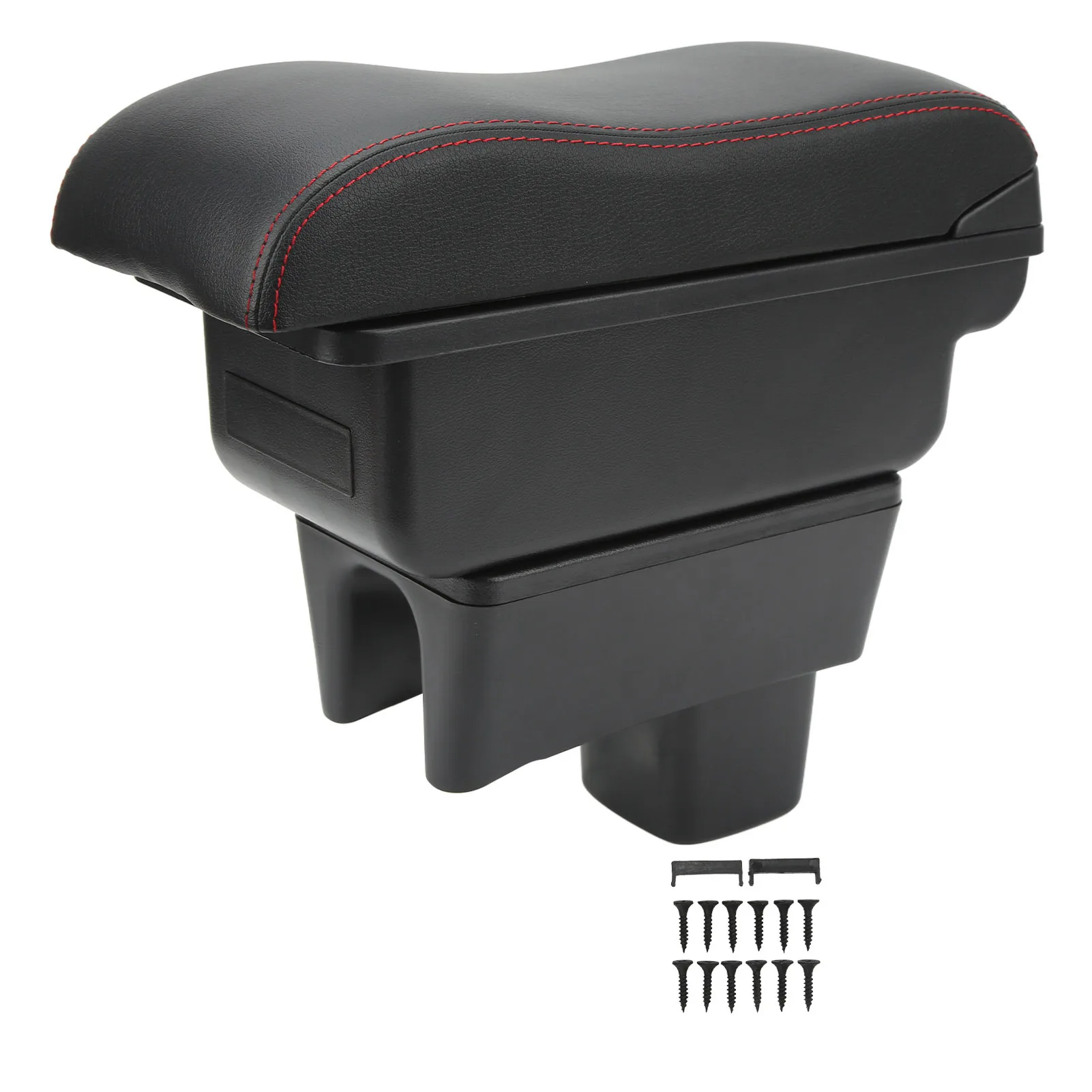 Car Console Armrest Box Large Capacity Smooth Touch Black Surface Red Line Replacement For Suzuki Swift 2005-2021