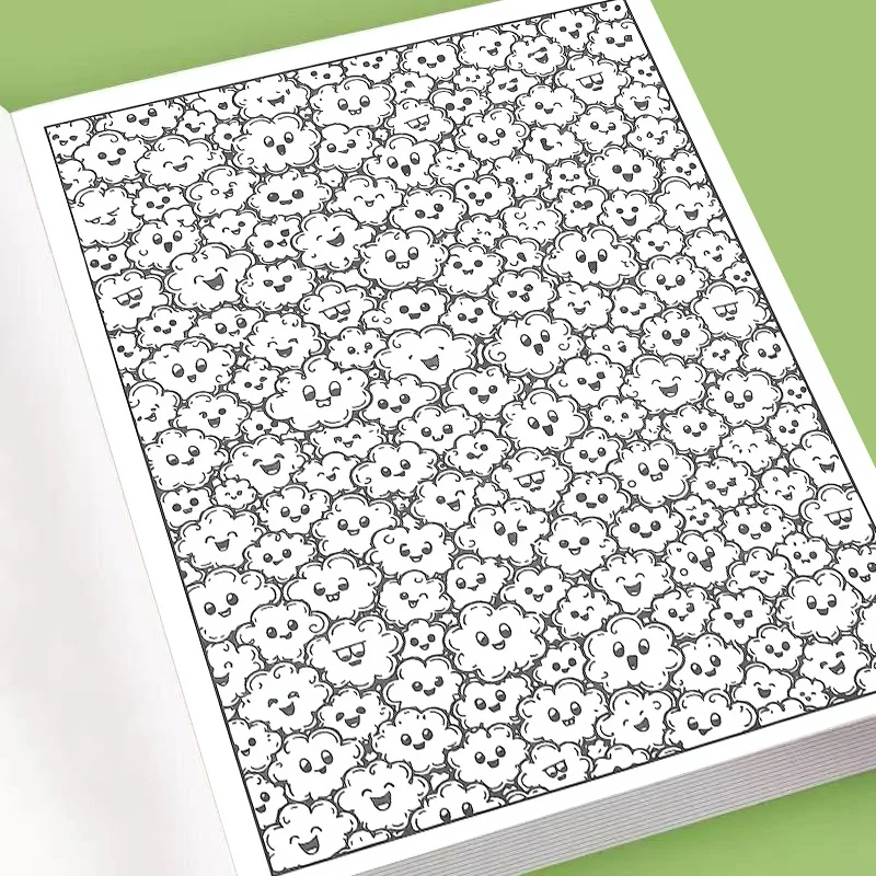 Trace & Color Doodles Relaxation Coloring Workbook, Diverse Cute Cartoon Doodle Line Art Pages, Anxiety Reducing Activity