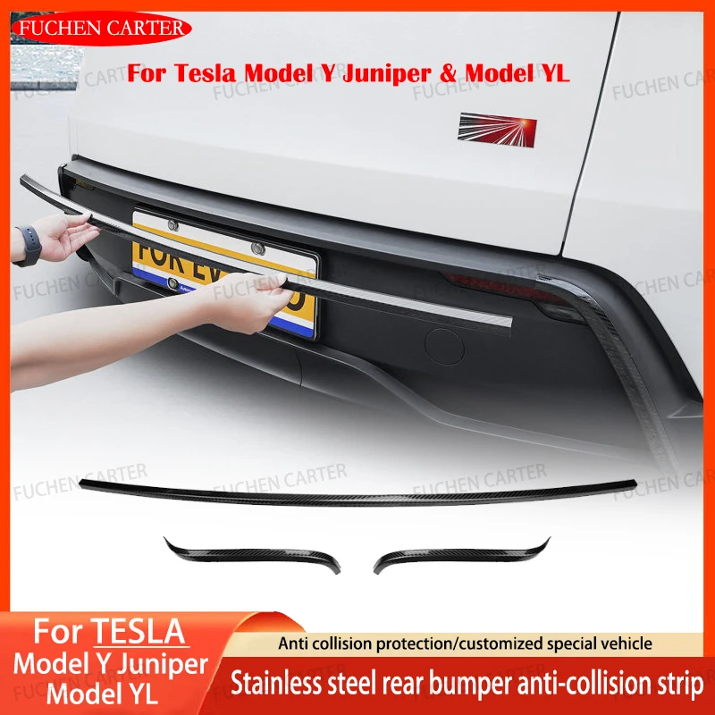 

For Tesla Model YL Y Juniper 2025 2026 Car Stainless Steel Rear Bumper Cover Protect Collision Prevention Strip Trim Accessories