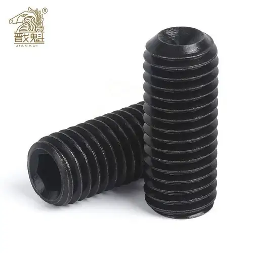Imagen 2 del producto 10/50 Uds M2 M2.5 M3 M3.5 M4 M5 M6 M8 DIN916 grado negro 12,9 acero de aleación hexagonal punta de copa Allen juego de tornillos sin cabeza perno