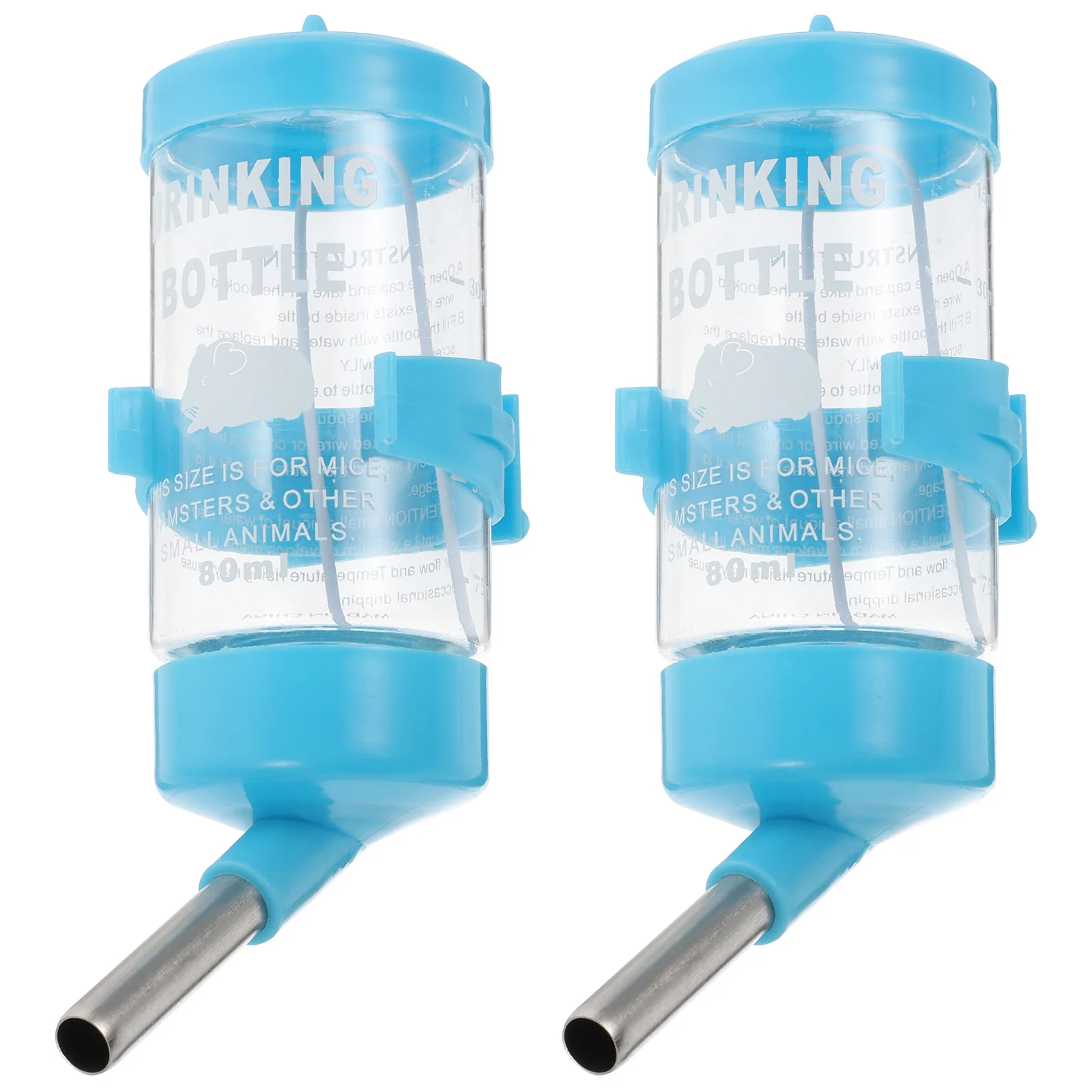 

2Pcs Durable Hamster Drinking Tool Automatic Feeder 80ml Capacity Suitable for Small Pets Hamster Drinking Fountain