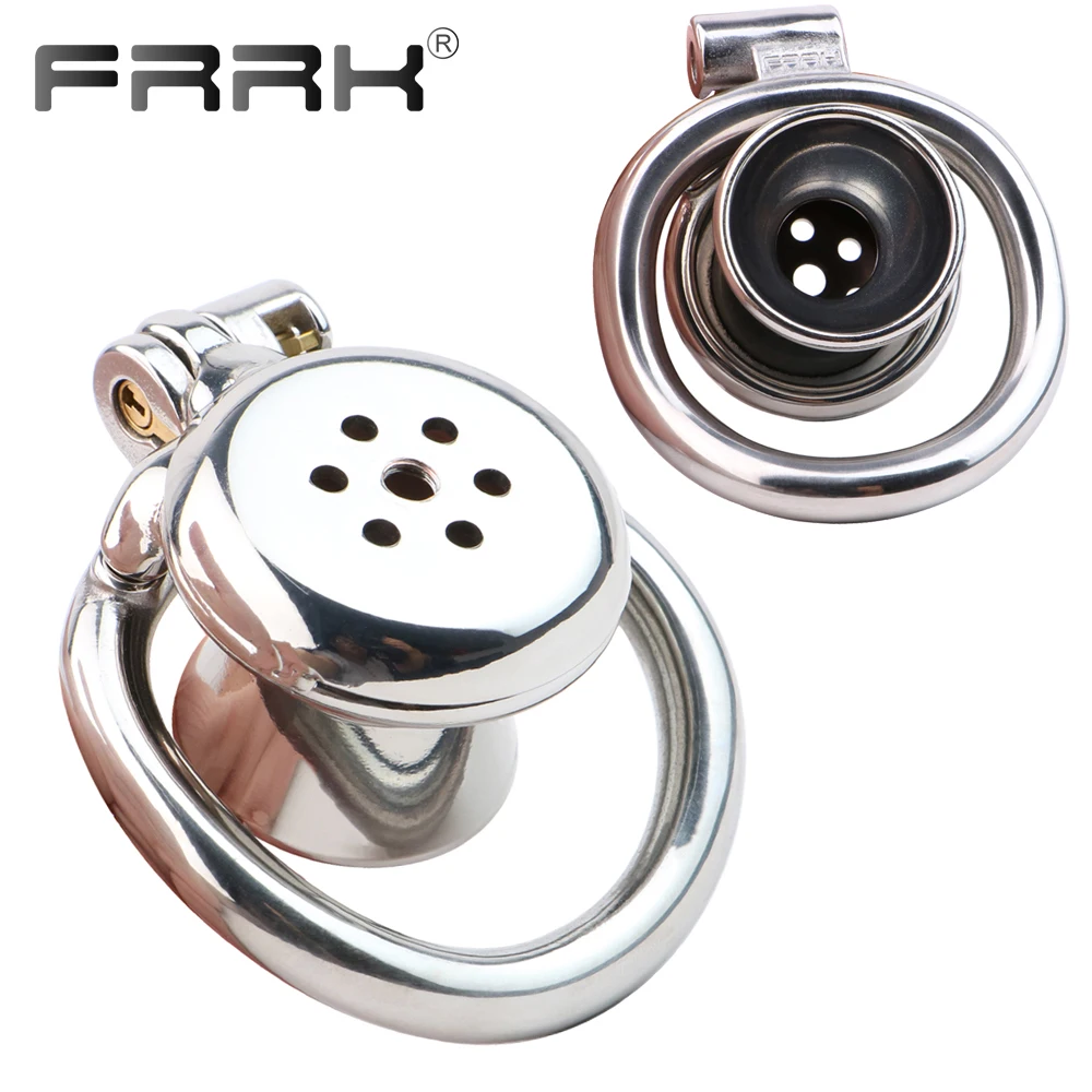 FRRK Cesta fixa uretral invertida gaiola de castidade negativa com cinto elástico sextoys para homem bdsm pênis anéis produtos sexuais