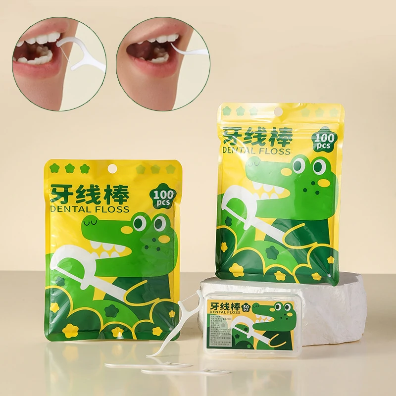 50/100Pcs Portable Disposable Dental Floss Plastic Toothpick High-tension Dental Floss Stick Dental Floss Box ﻿Oral Care