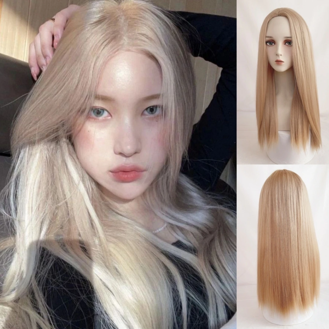 GAKA Long Wave Blonde Wig Quality Synthetic Wig Cosplay Lolita Everyday Party Natural Woman Wig Heat Resistant Hair