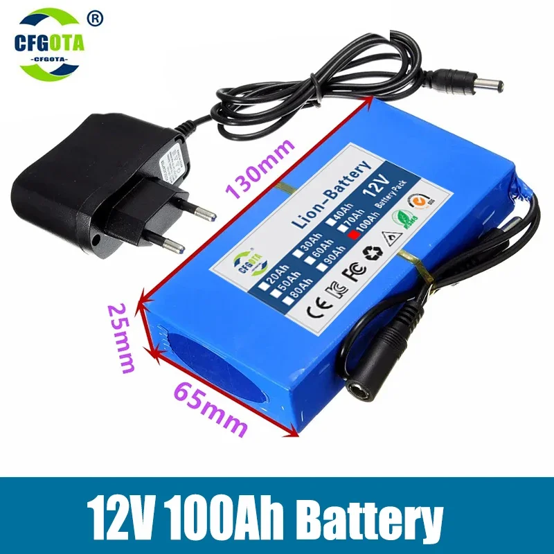 12V 100000mAh Lithium Polymer 12.6VDC Super Rechargeable Battery for CCTV Camera Wireless Transmitter Rechargeable Battery