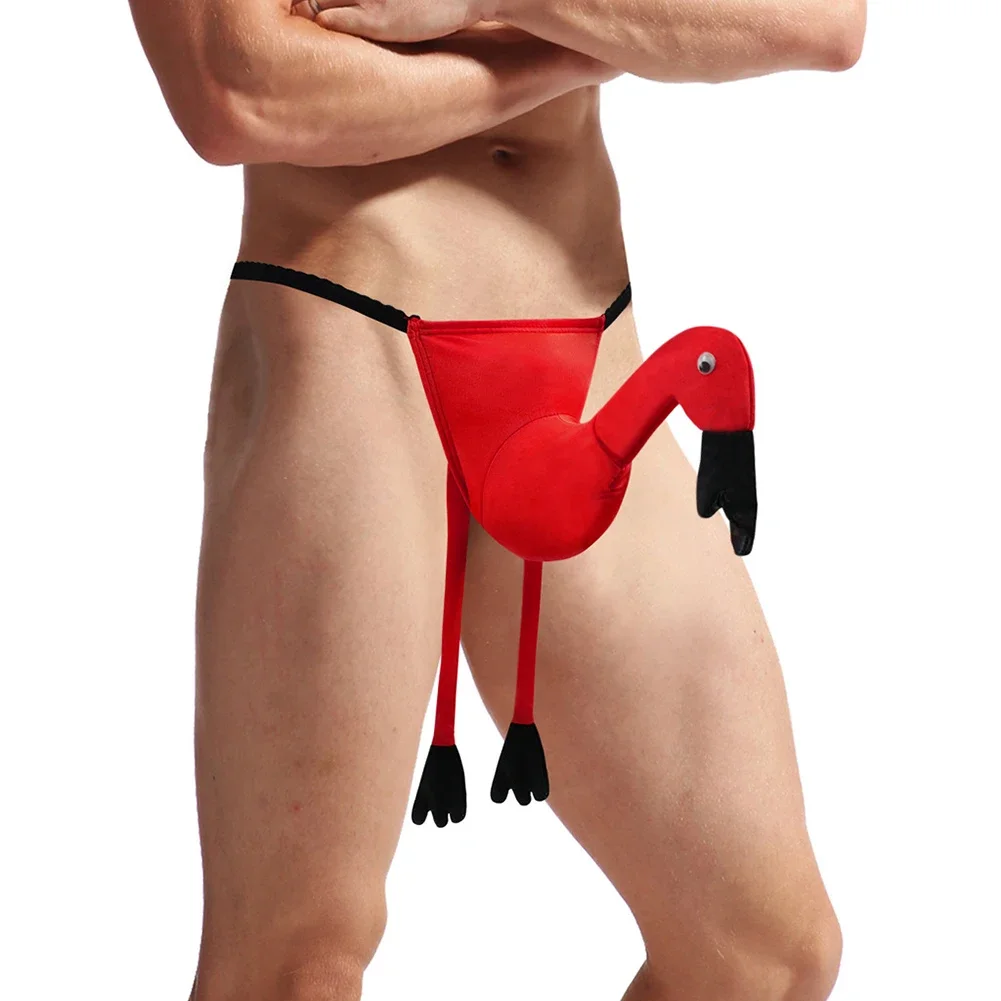 Herren-Sexy-Unterwäsche mit niedriger Taille, niedlicher roter Kranich-String, Tanga, T-Hose, Herren-Intimunterwäsche, lustige Herren-Unterhose
