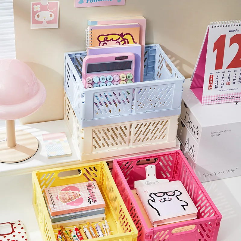 Faltbare, stapelbare Aufbewahrungskörbe aus Kunststoff, vielseitige Schreibtisch-Snack-Organizer-Box, Haushalts-Aufbewahrungsbehälter für das Wohnzimmer