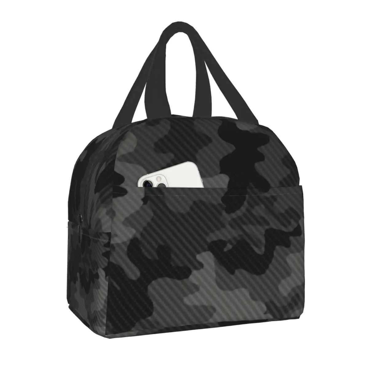 

Carbon Camo Insulated Lunch Bag for Women Men Portable Army Military Camouflage Thermal Cooler Lunch Tote Beach Camping Travel