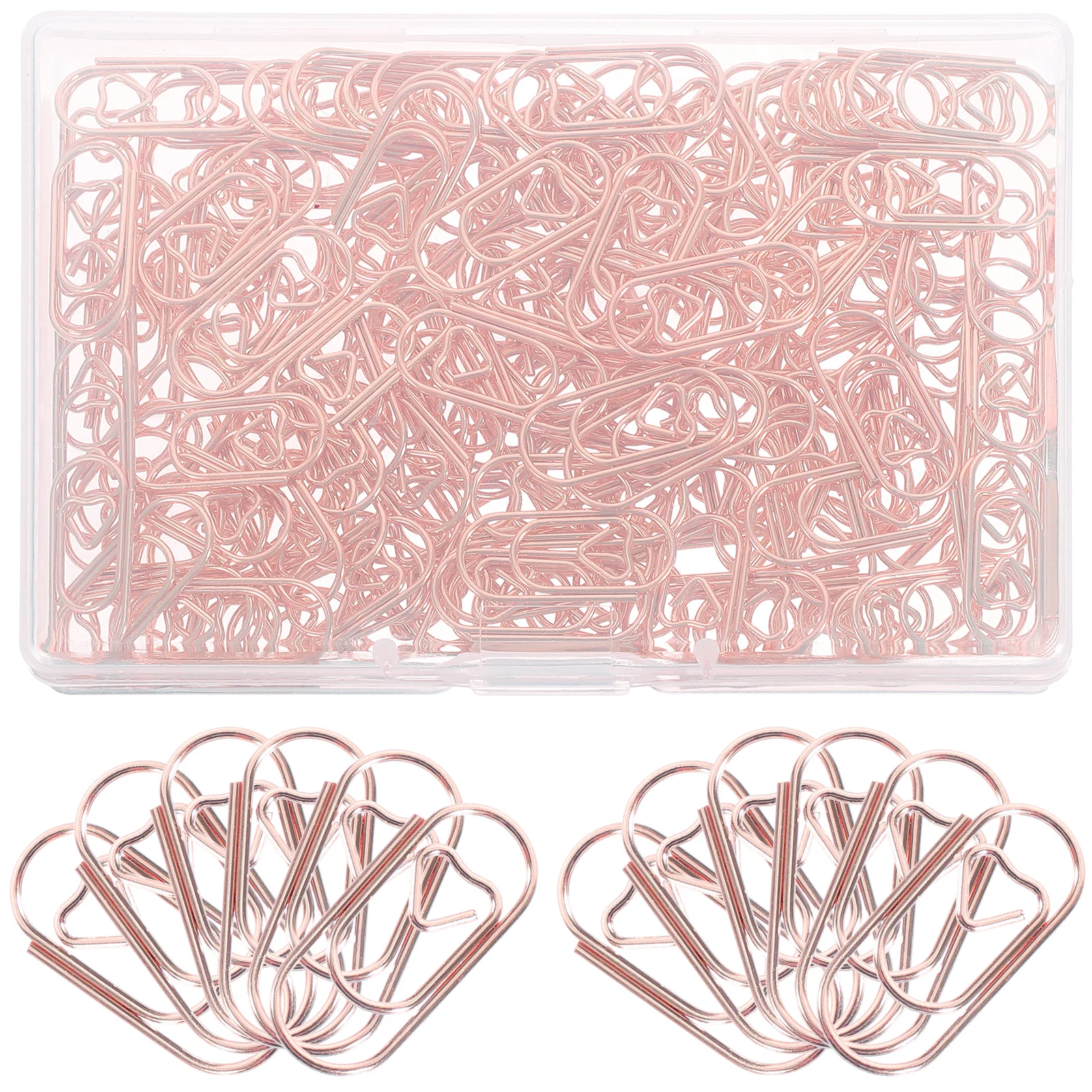 

150pcs Heart Paper Clips Mini Metal 20mm Rose Gold Cute Document Clamps Creative Shaped Small Paperclips Office Home