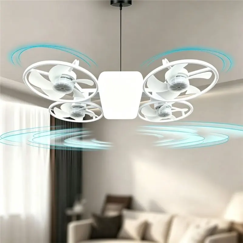 [B25B!】 Snail In Ceiling Fan With Light E27 Socket, Led Ceiling Fan Light, Remote, 3-Color Dimmable Led, For Various Scenarios