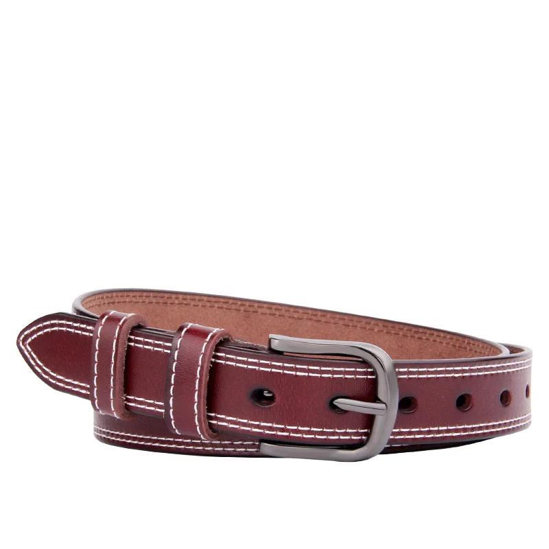 Vrouwen Echt Lederen Riem Pin Gesp Mode Riemen Zilveren Gesp Eenvoudige Retro Decoratieve Riem Student Riem Riemen Voor Vrouwen