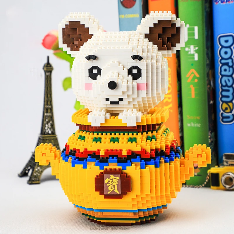 

Cute cartoon mouse animal model building blocks DIY fun animal microblocks home decoration toy gift