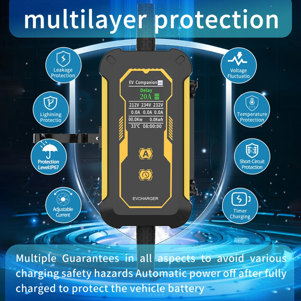 EVポータブル充電器 タイプ2/タイプ1/GBT充電コネクタ 3.5KW 16A タイプ2 5M ウォールボックス充電ステーション 電気自動車用充電器