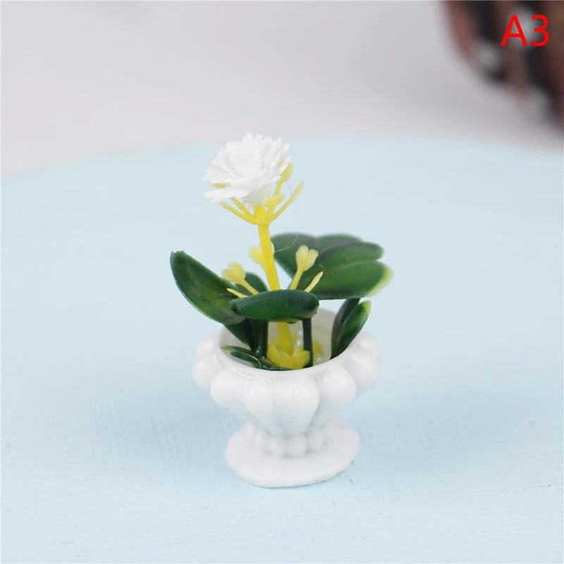 Fairy Garden Ornament Mini Potted Plant Flowers Pot DollHouse Decor Bonsai Model Kids Play Toys 1:12 Doll House Miniature