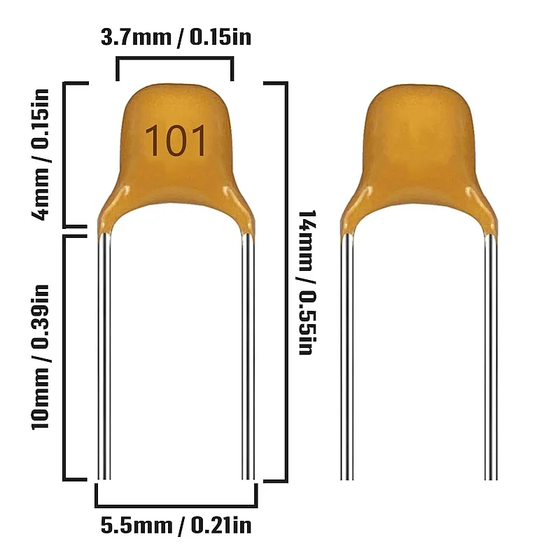 

100pF 101 Monolithic Ceramic Capacitor 50V Monolithic Ceramic Capacitor Multilayer Capacitors Monolithic Ceramic (Pack of 100)
