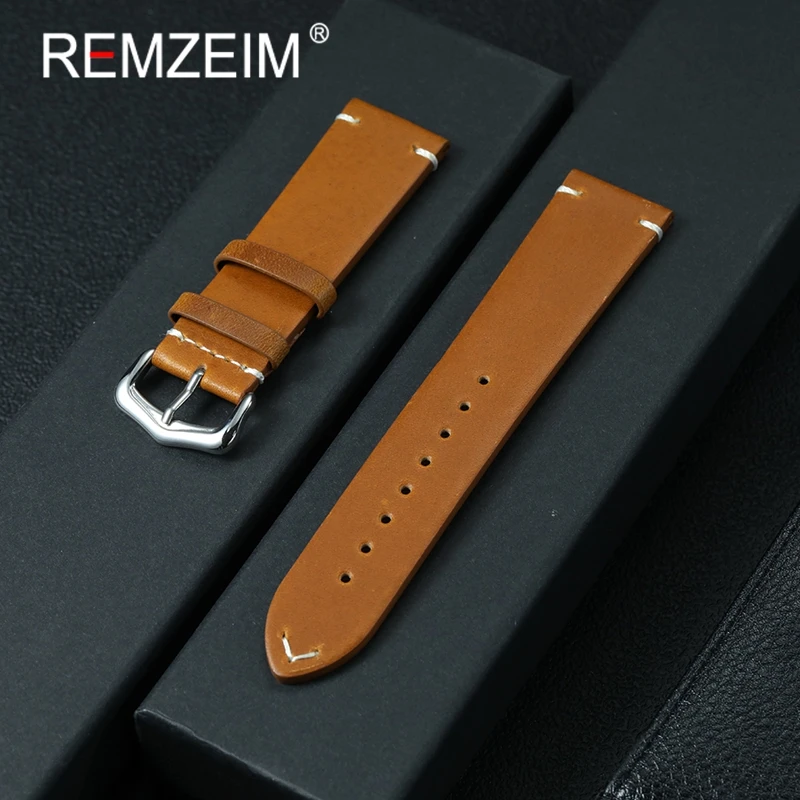 

Vintage Handmade Genuine Leather Watch Strap 18mm 20mm 22mm 24mm Wristwatch Band Men's Oil Wax Discoloration Wrist Belt