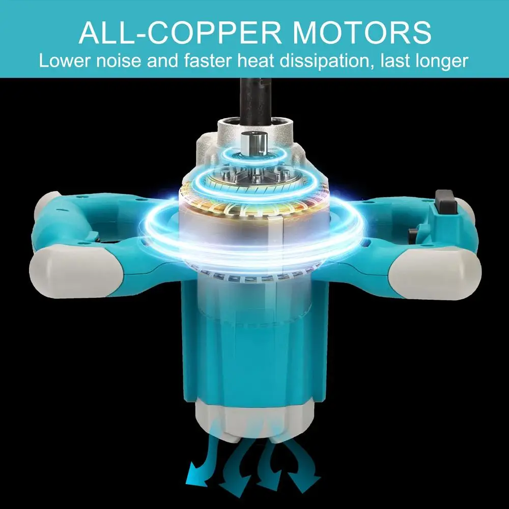 2600W Electric Handheld Cement Mixer 6 Speed 110V Motar Paint Grout Plaster Powerful Copper Motor Detachable Design 6-Speed