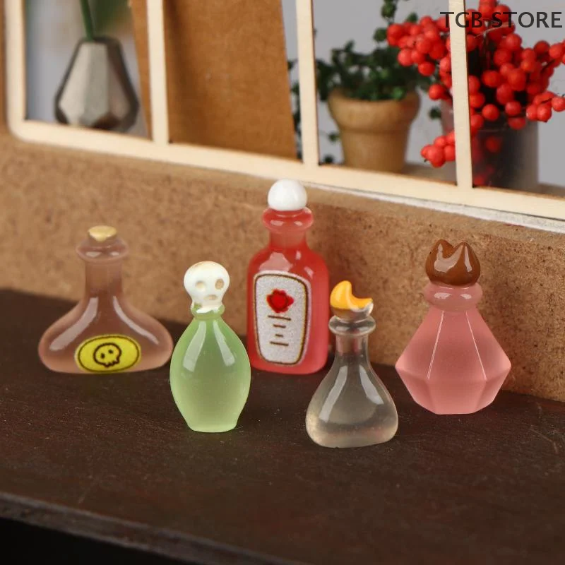 5Pcs Miniature Vintage Magic Bottle Decoration Ornaments Dollhouse Magic Scene Accessories Party Favors & Holiday Gifts