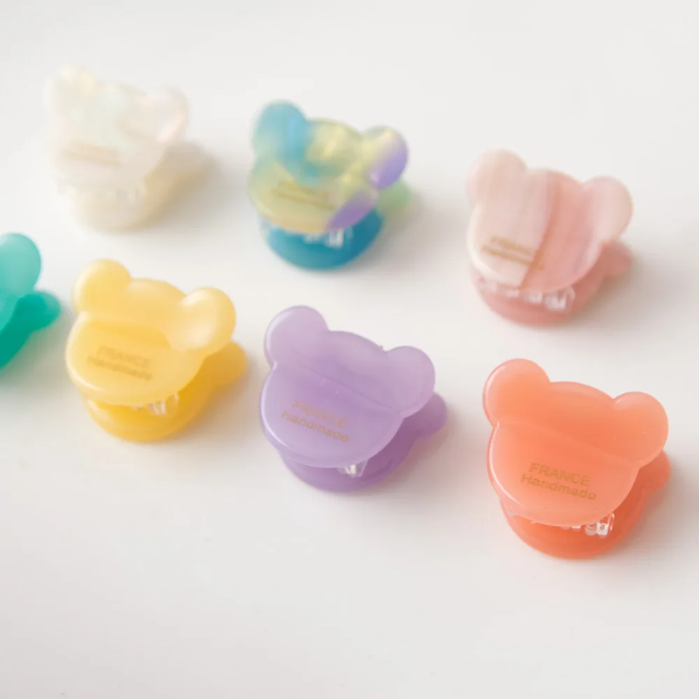 مشبك مخلب الدب اللطيف الكوري للشعر الرقيق من خلات دبوس شعر صغير غير قابل للانزلاق هدية مشبك جانبي