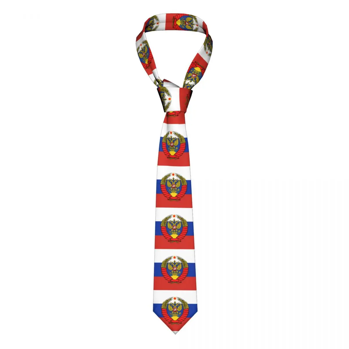 

Custom Flag Of Russia With Soviet Eagle Ties Men's Fashion Silk Coat of Arms Neckties for Office