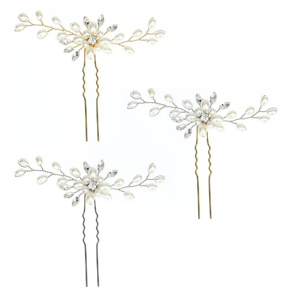 Trendy Handmade Tiara Wedding Hair Comb Leaf Flower Pearl Head Hair Hairpins Bridal Wedding Jewelry Accessories Rhinestone K4H4 image 2