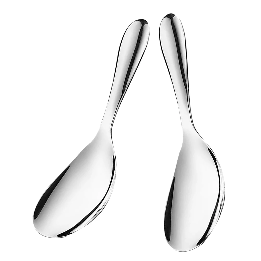 

2pcs Stainless Steel Rice Scoop Paddle Large Kitchen Rice Utensil Non-Stick Spoon For Serving Stirring Soup Tofu Food Server