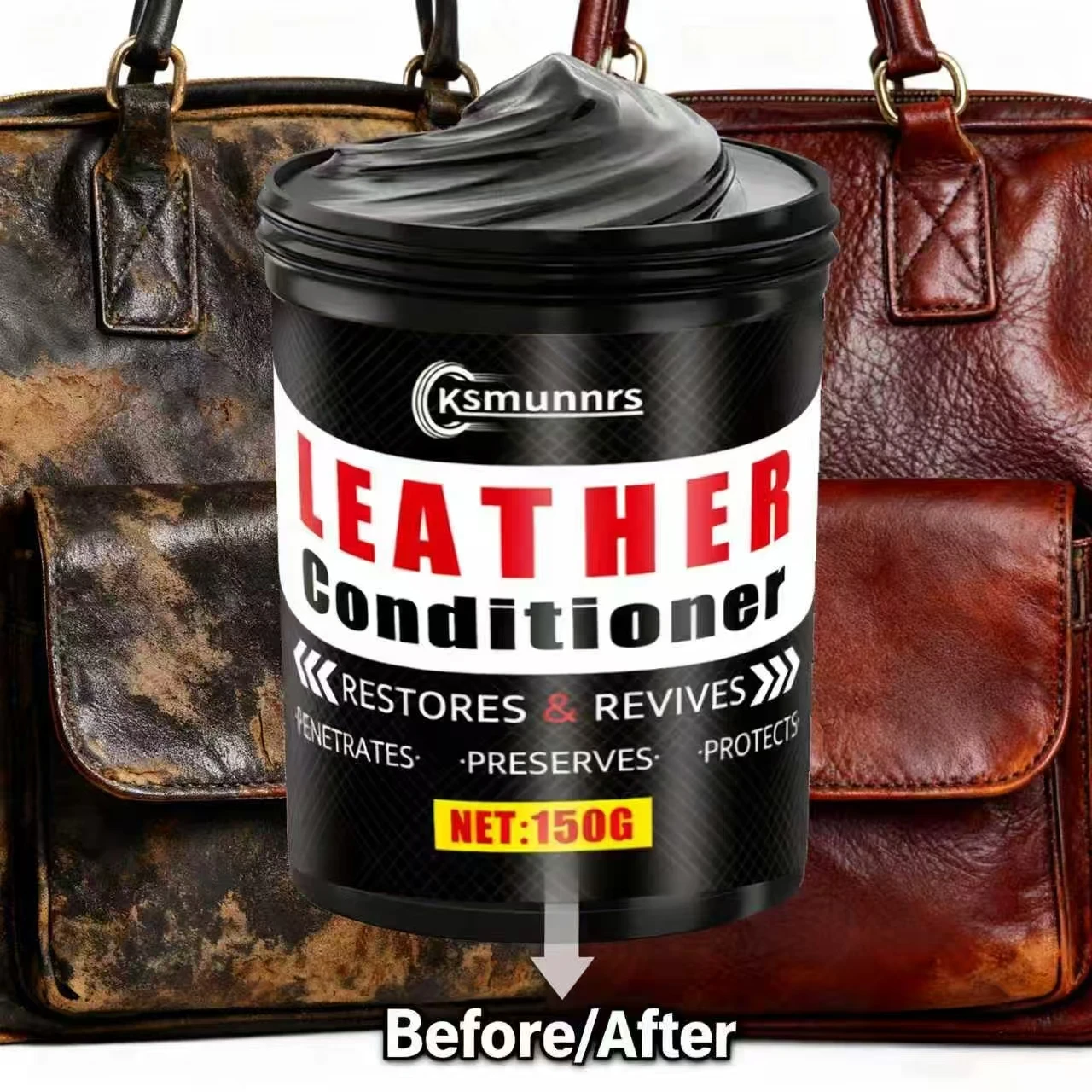 Acondicionador de cuero de 150 g: restaura y revital el cuero seco/grichado, penetra para conservación y proteger, revive al instante Leather T